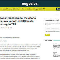 El mercado transaccional mexicano registra un aumento del 3% hasta octubre, segn TTR